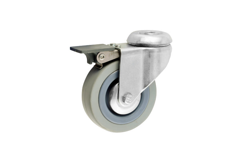 Furniture wheel t/bolt Ø75 mm Swivel+Brake