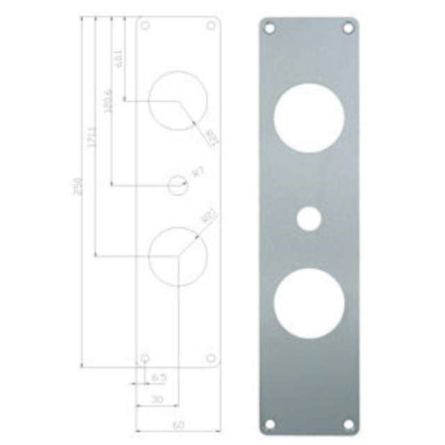Lockit long plate 1299 t/turn polished stainless