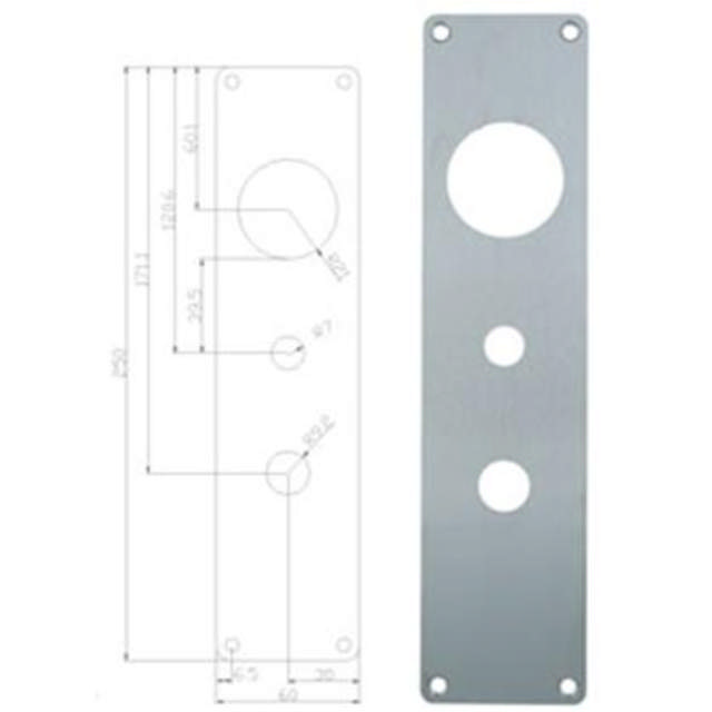 Lockit long plate 1288 with hole for twist, ground RS