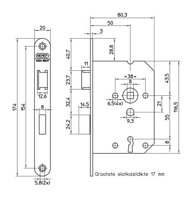 Nemef lock box 1266/4-50 (round post)