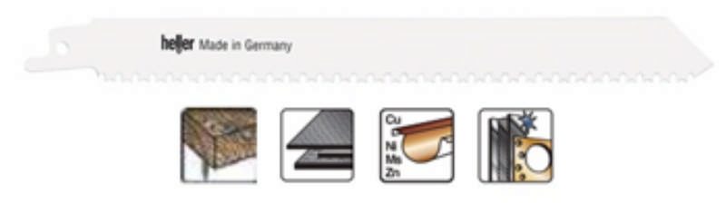 Heller bayonet saw blade 180mm M-teeth metal, pk. a 5 pcs.