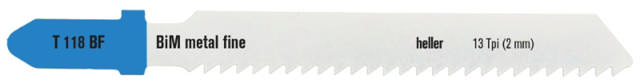 Heller jigsaw blade 75mm t/steel/alu 2.5-6mm, pk a 5.T118BF