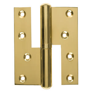 Hamburg Hinge, Right, Square, Brass Polished with lacquer 115x39 mm 1325