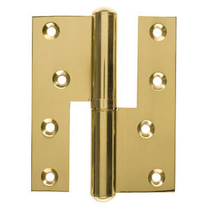 Hamburg Hinge, Left, Square, Brass Polished with lacquer 115x39 mm 1325