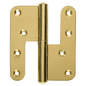 Hamb. Hinge Left. Round Brass Polished with lacquer 123x45 mm 1377