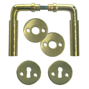 Door handle Funkis 383 w/set (1980+81) Brass Polished Without lacquer Ø16mm