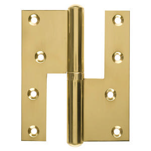 Hamburg Hinge, Left, Square, Brass Polished with lacquer 130x45 mm 1327