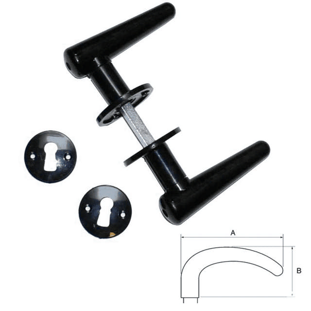 Door handle Torpedo for older doors Black Bakelite 33 + 40 mm