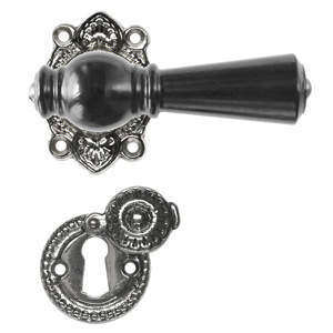 Door handle Østerbro 670, Older doors, Black, Nickel-plated Glossy