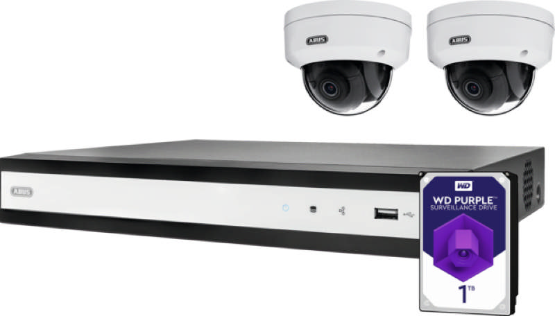 ABUS complete set with NVR and 2 PoE mini-dome cameras
