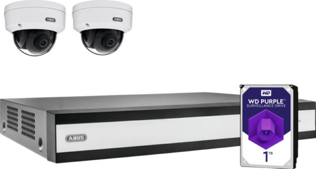 ABUS complete set with NVR and 2 PoE mini-dome cameras