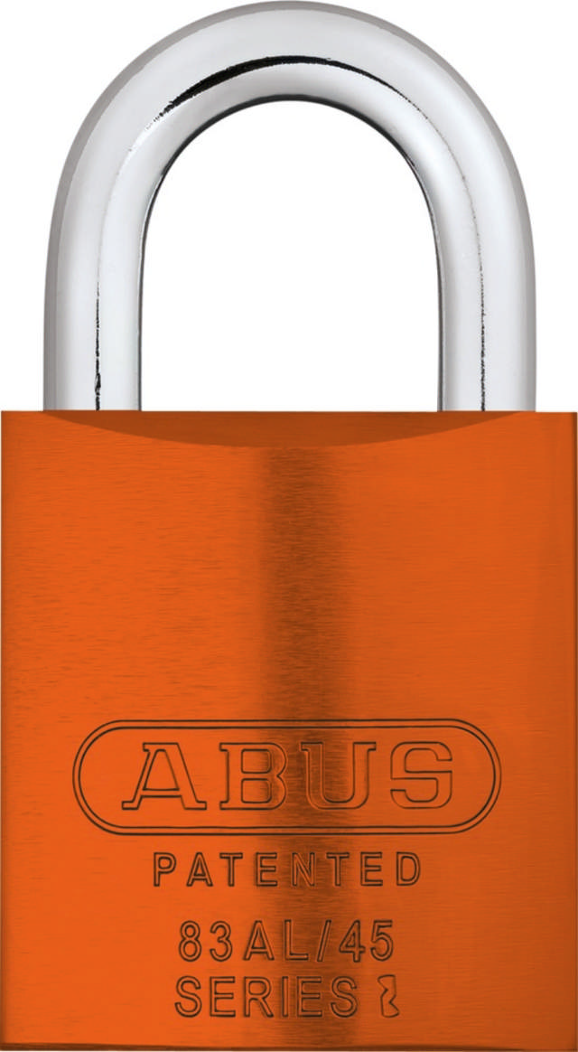Abus padlock 83/45 AL S Orange w/snowman cyl. 2 key.