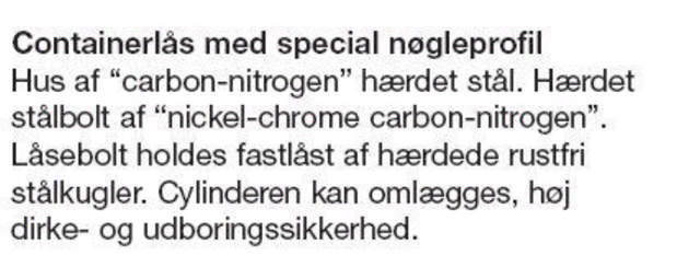 CISA Container lock 75 mm with system