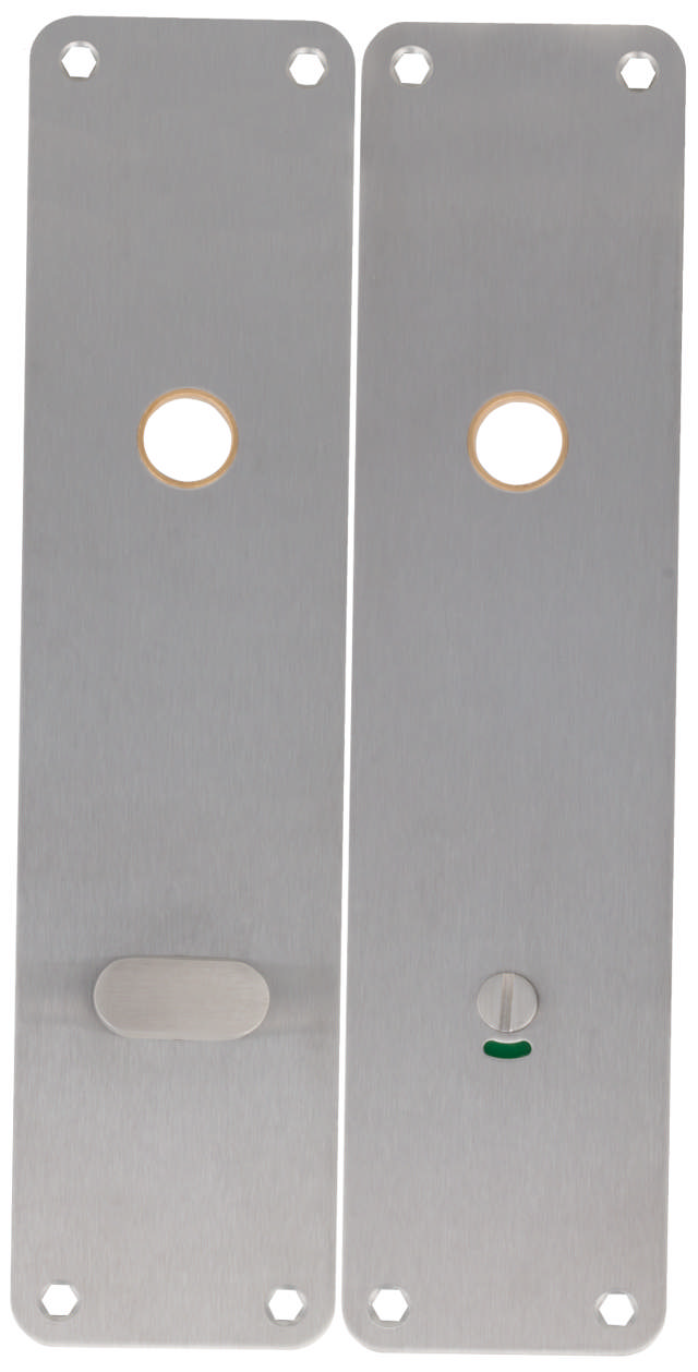 Long sign for toilet staff Boda 2x 215x55x2mm in stainless steel 304 with brass ring C/C75