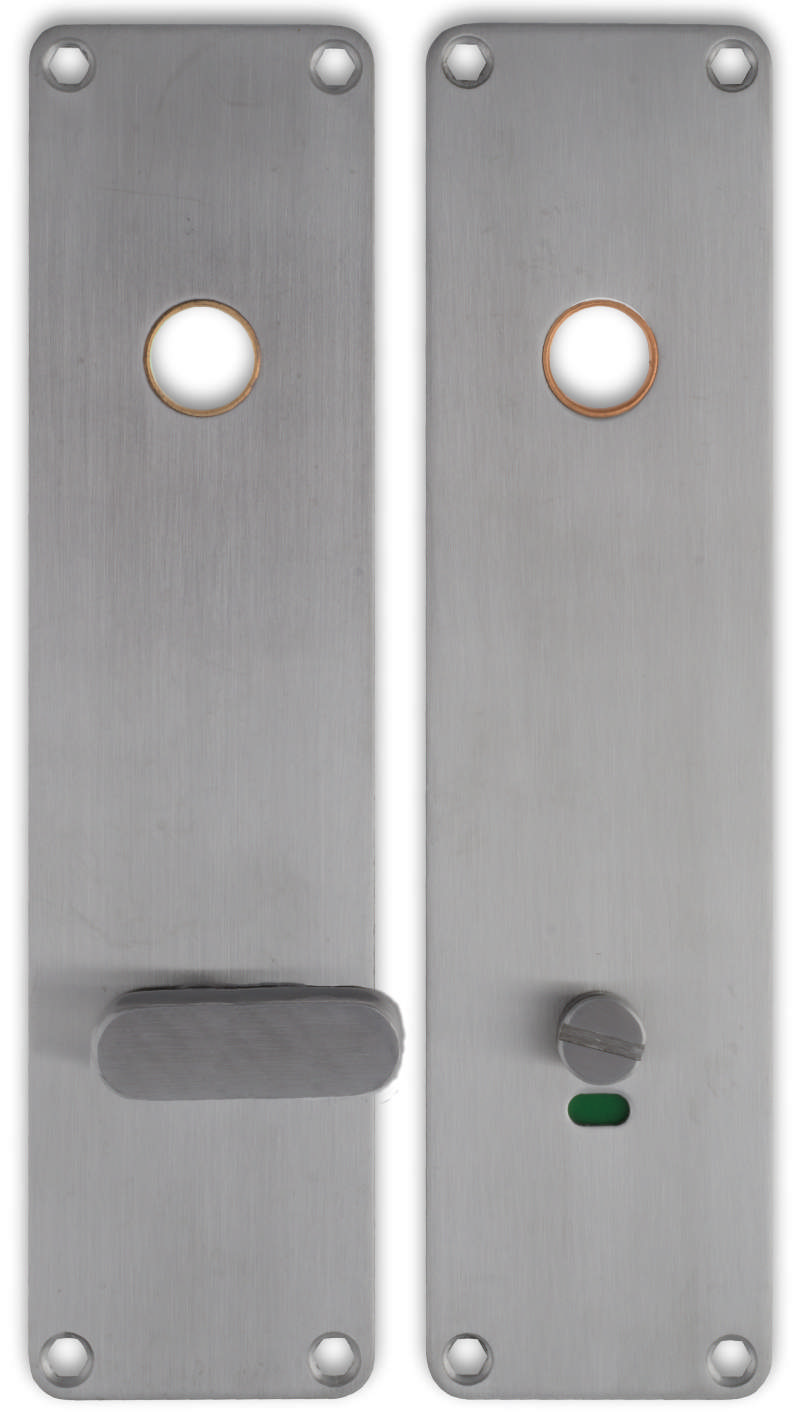 Long sign for disabled toilet staff Boda 2x 215x55x2mm in stainless steel 304 with brass ring C/C105