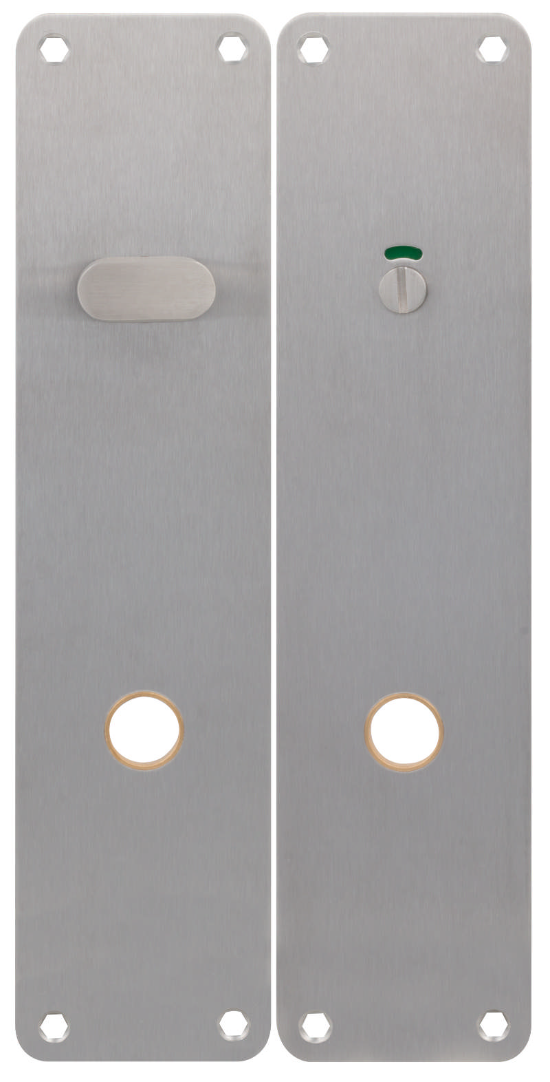 Long sign for toilet equipment Assa 2x 215x55x2mm in stainless steel 304 with brass ring C/C105