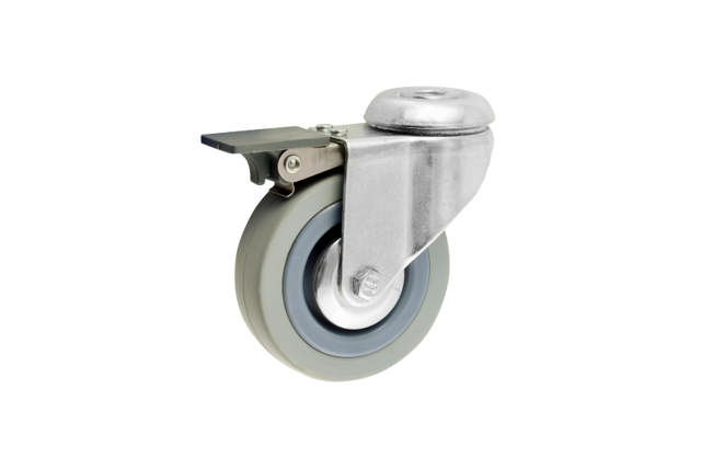 Furniture wheel t/bolt Ø75 mm Swivel+Brake