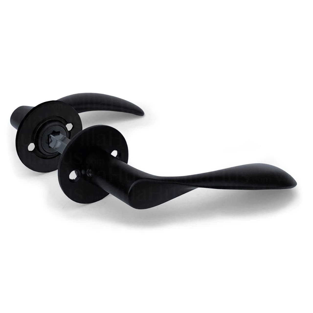 Arne Jacobsen door handle 111 mm with rosettes CC30, Black RAL 9005