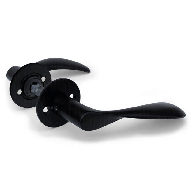Arne Jacobsen door handle 111 mm with rosettes CC30, Black RAL 9005