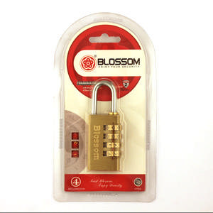 Brass padlock w. code 40mm 4 digits SB (NL1138)