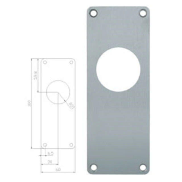 Lockit long plate 1207 brushed stainless, short