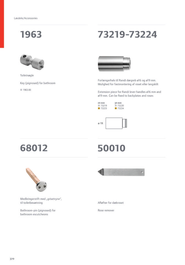 Randi door handle extension 73219/20mm (handle ø19mm)