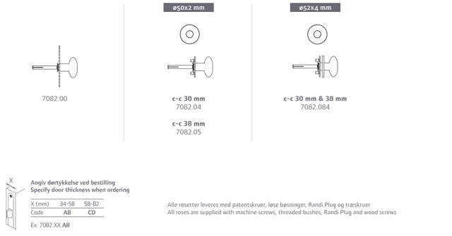 Randi Line 18 door knob, fixed with rosette CC30, 708204