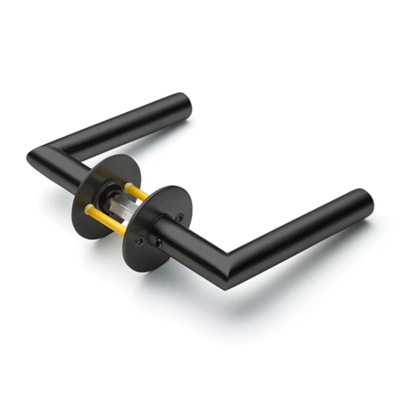 Randi Line 18 door handle F solid rosette CC30, black PVD