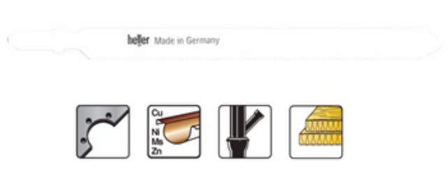 Heller jigsaw blade 105mm t/metal 1-3mm, pk a 5. T318AF