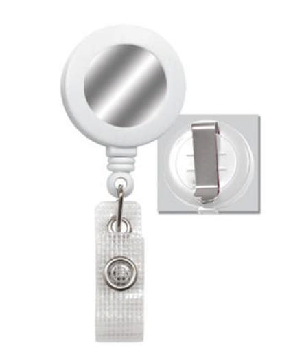 Small white belt clip for access cards