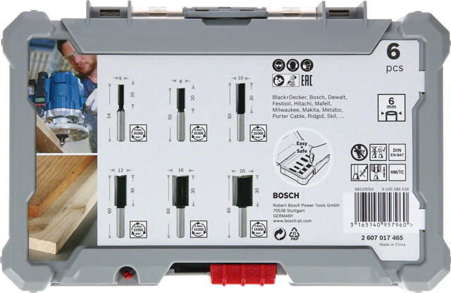 Bosch router set HM straight 6mm 6 parts