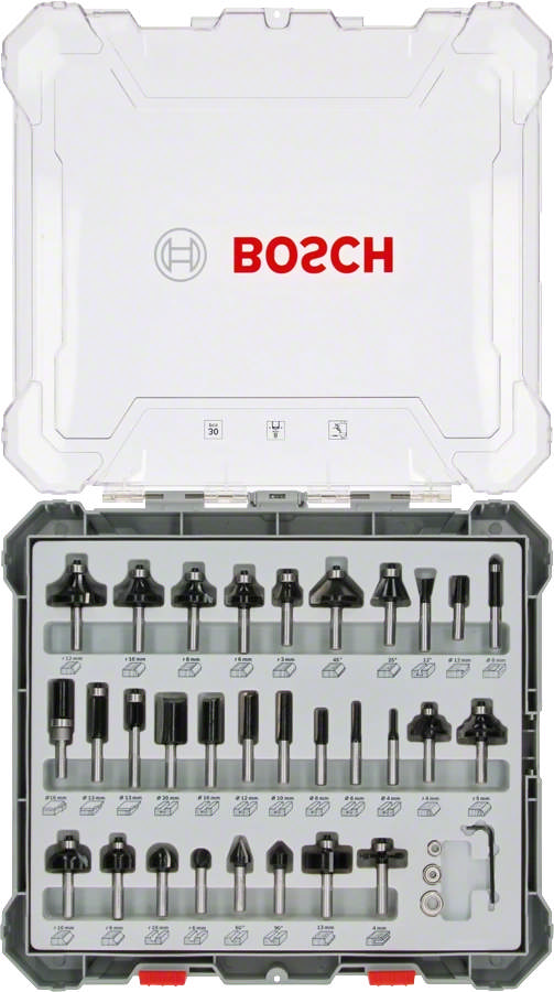 Bosch router set mixed HM 8mm 30 parts