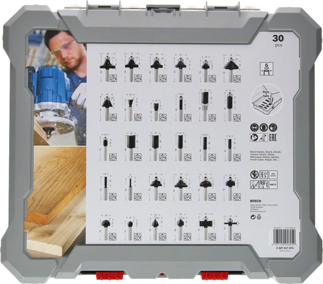 Bosch router set mixed HM 8mm 30 parts