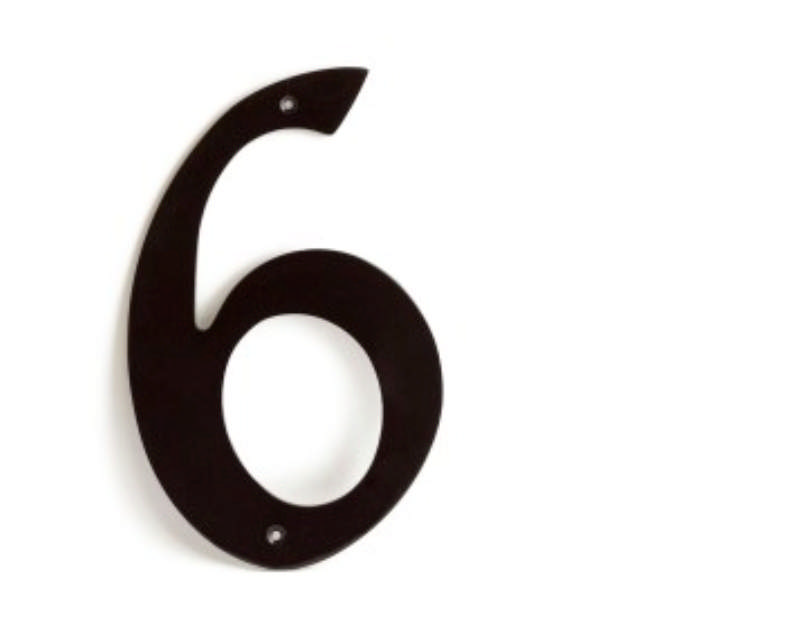 HOUSE NUMBER NO. 6 BLACK 205MM **DISCONTINUED WHEN SOLD OUT**