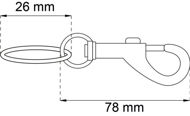 CARABINER W/RING 73MM NICKEL PLATED 1PCS