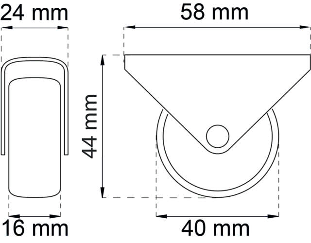 FURNITURE WHEELS WITH PLASTIC ROLLER Ø40 4PCS 