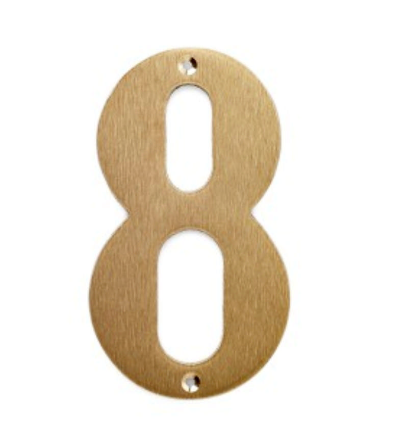 HOUSE NUMBER 140MM NO. 8 MATT BRASS **DISCONTINUED WHEN SOLD OUT**
