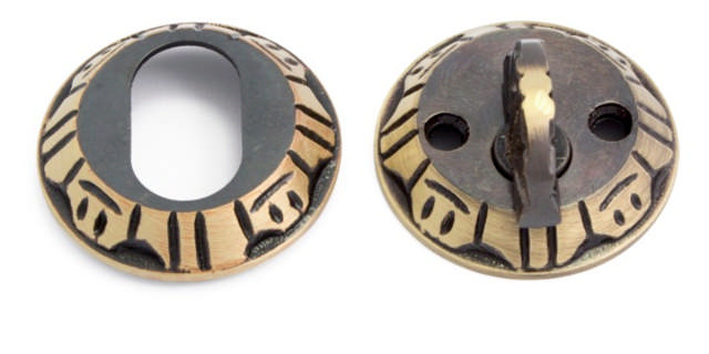 CYLINDER PLATE & KNOB SET ANTIQUE 