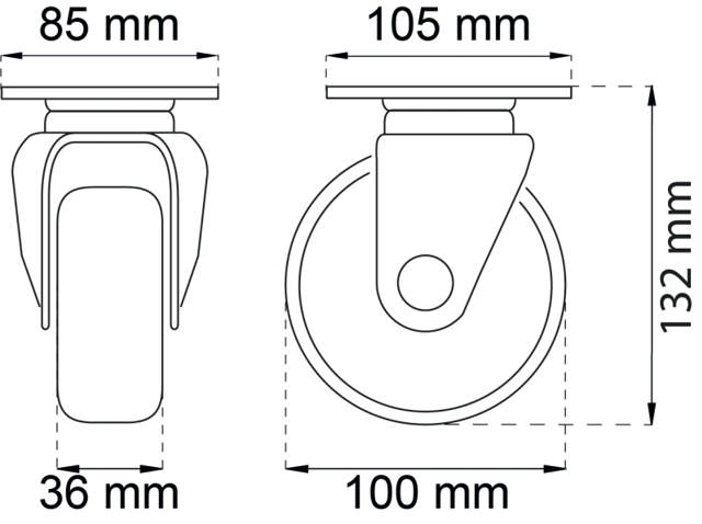 CONTAINER WHEEL 100 MM SWIVEL LP