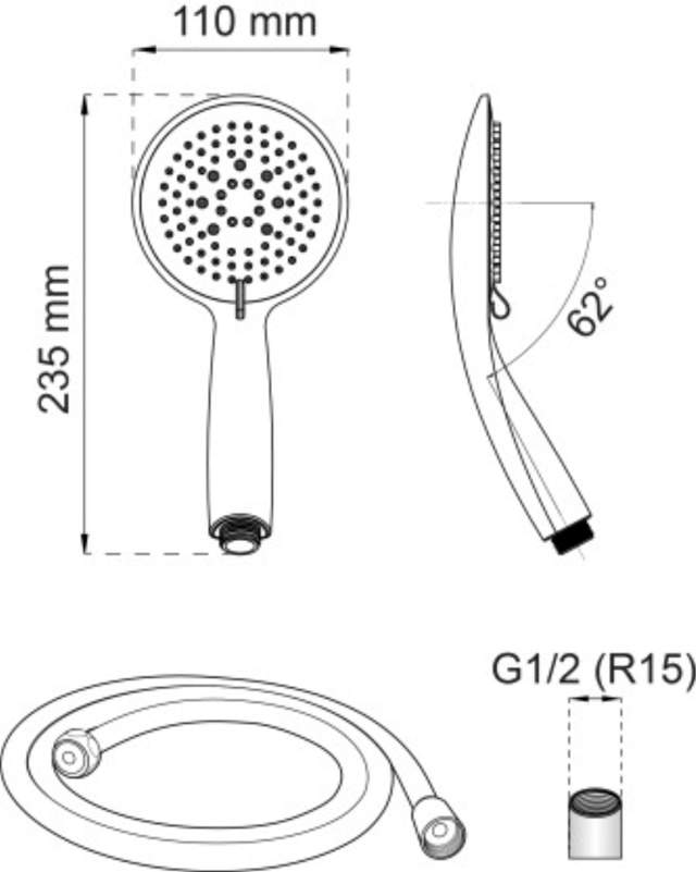 SHOWER SET DAISY 1-SPRAY WHITE 