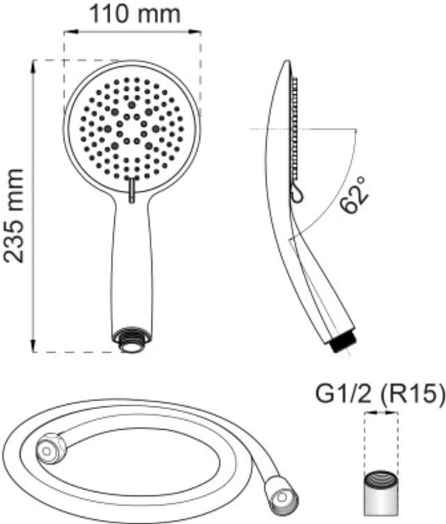 SHOWER SET DAHLIA 3-SPRAY CHROME 