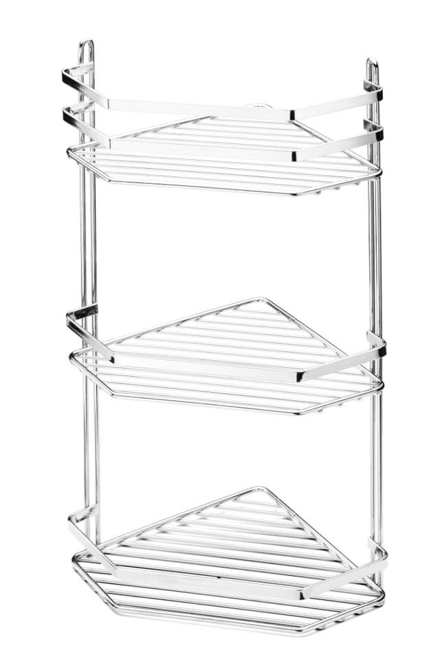 CORNER SHELF LANTANA 3 SHELVES CHROME