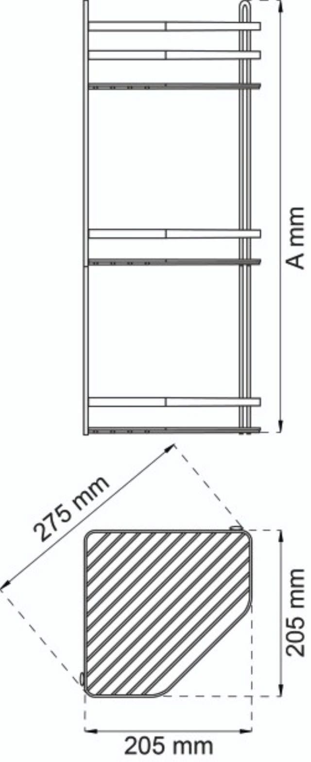 CORNER SHELF LANTANA 3 SHELVES CHROME