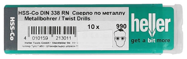 Heller metal drill cobalt hss, pk. a 10 pcs