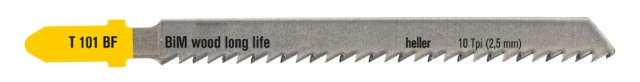 Heller jigsaw blade 75mm t/wood 3-30mm, pk a 5. T101BF