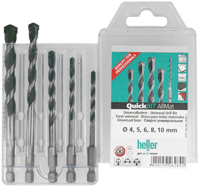 Heller universal drill set 4,5,6,8,10 mm