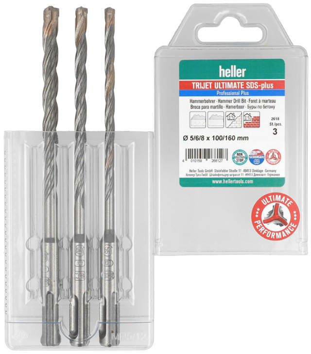 Heller hammer drill 3 cutting drill set 5/6/8mm, 3 parts