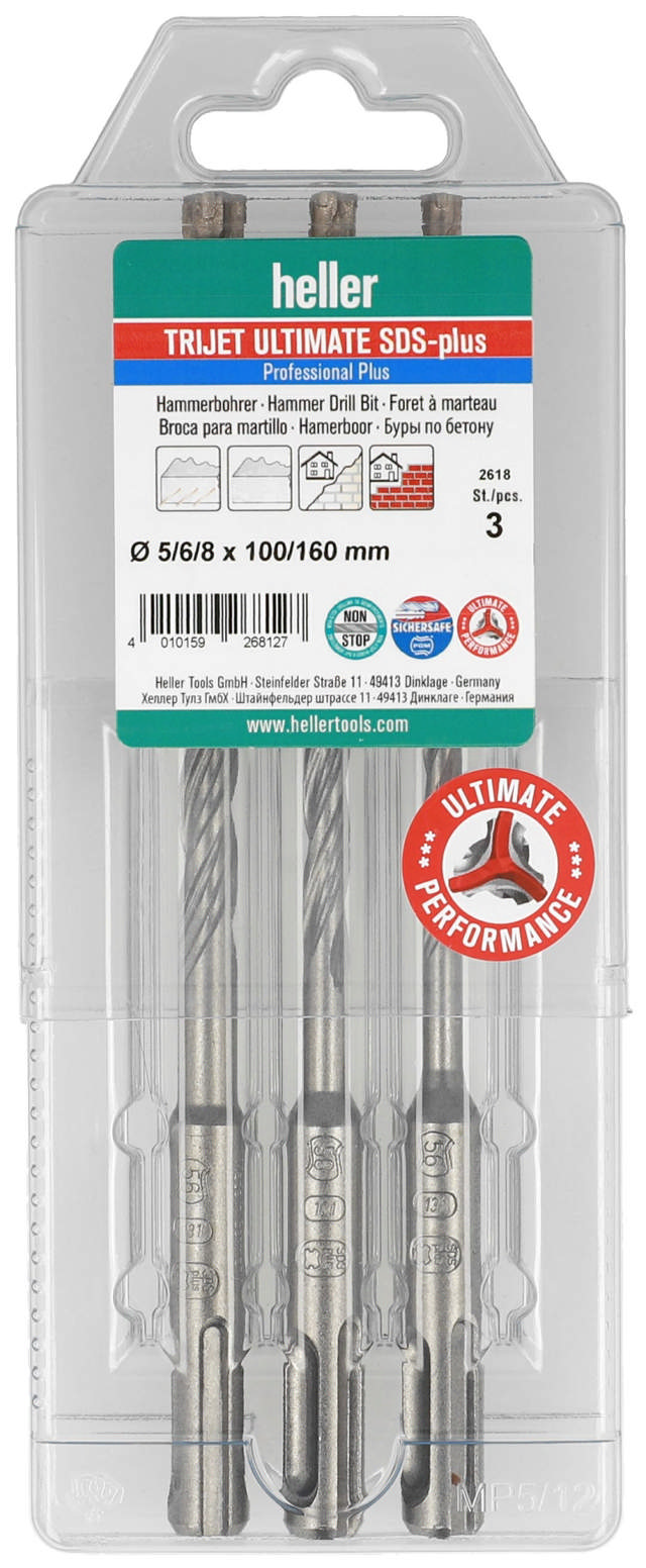 Heller hammer drill 3 cutting drill set 5/6/8mm, 3 parts