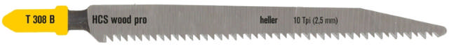 Heller jigsaw blade 91mm t/wood <45mm, pk a 5. T308B