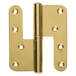 Hamb. Hinge Right. Round Brass Polished with lacquer 123x45 mm 1377